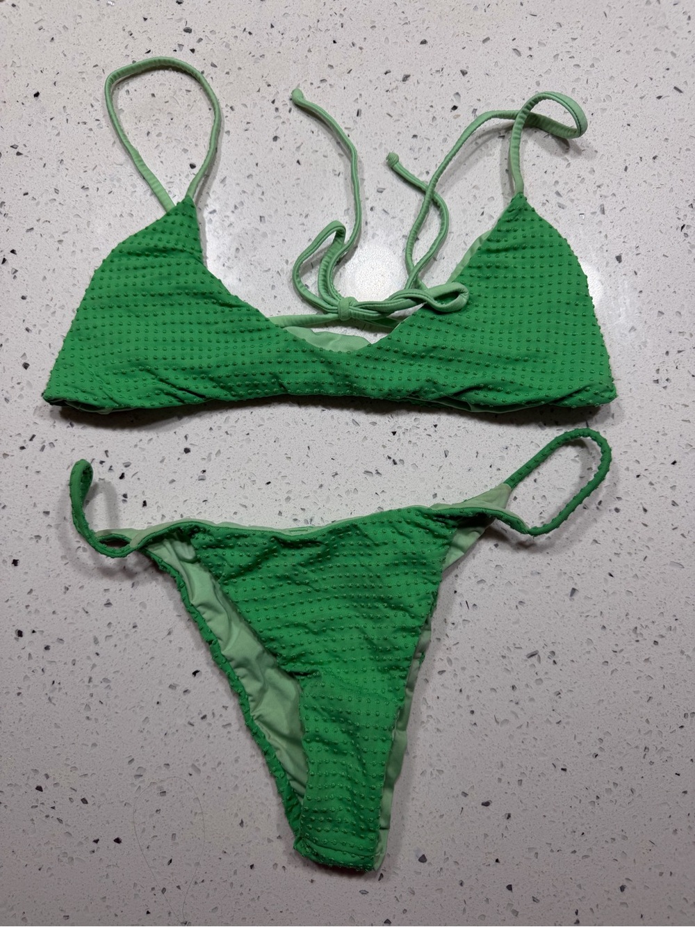 San Lorenzo Green Textured micro Bikini Set size xs